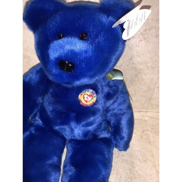Ty Clubby II Teddy Bear Beanie Buddy Blue Club Member 90s Stuffed Plush Bundle - Picture 3 of 9